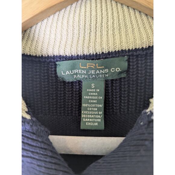 Ralph Lauren Jeans Co Navy Gold Button Collar Logo Sweater Women S Nautical Prep - Picture 8 of 11